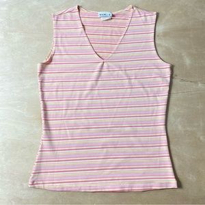 Y2K Vintage Vol. 1 Yellow Pink V-neck Wide Strap Tank Top Women’s S